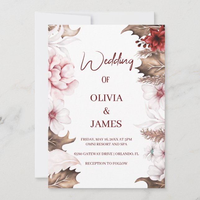 Wildflower Whispers: An Elegant Boho Wedding  Invitation (Front)