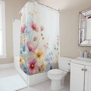 Wildflower Whispers in Watercolor  Shower Curtain