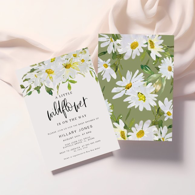 Wildflower White Daisy | Baby Shower Summer floral Invitation (Creator Uploaded)