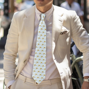 Wildflower White Daisy Blue Tie