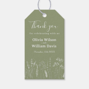 Wildflower White Floral Thank you Wedding Gift Ta Tags