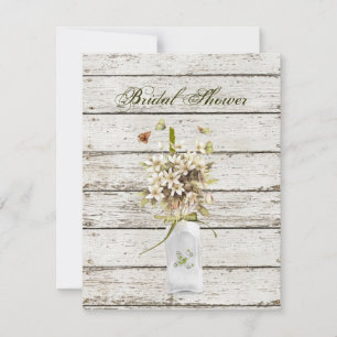 wildflower whitewashed wood french country wedding invitation