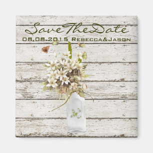 wildflower whitewashed wood french country wedding magnet