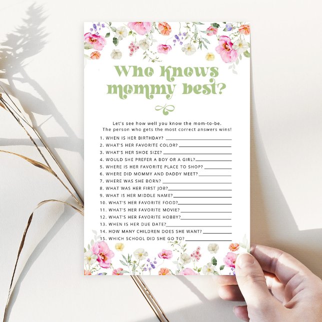 Wildflower Who knows mummy best baby shower game (Creator Uploaded)