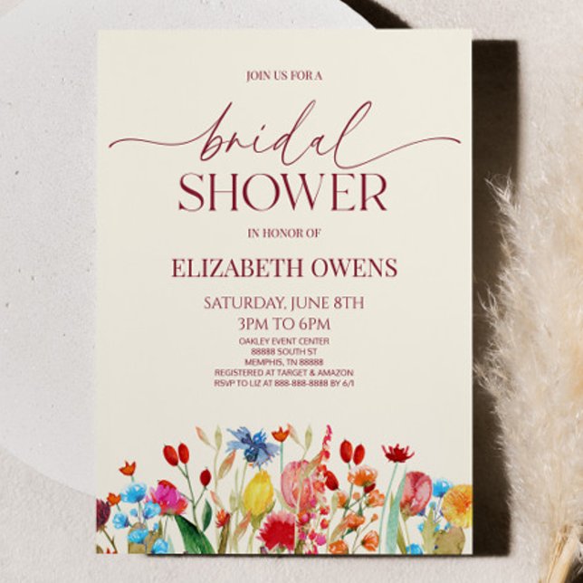 Wildflower Wild Flower Floral Bridal Shower Invitation (Creator Uploaded)