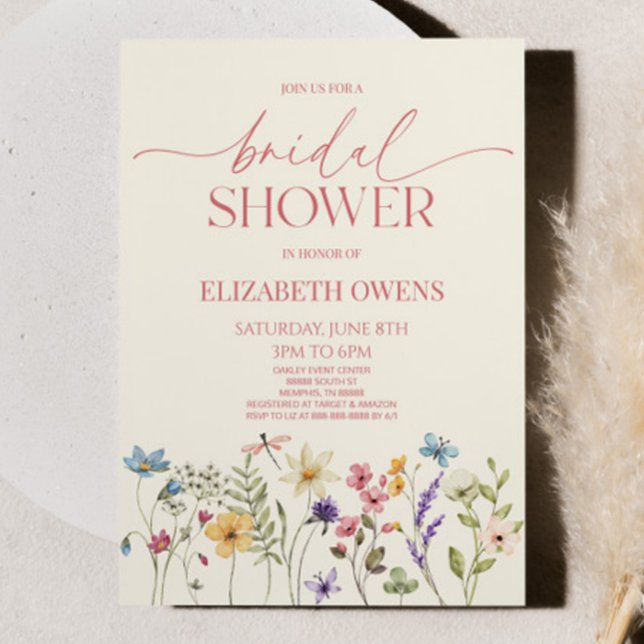 Wildflower Wild Flower Floral Bridal Shower Invitation (Creator Uploaded)