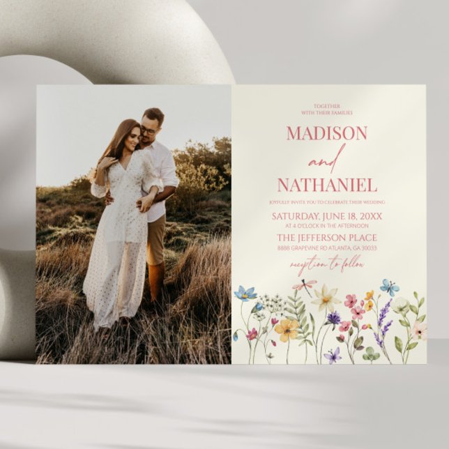 Wildflower Wild Flower Floral Garden Photo Wedding Invitation (Creator Uploaded)