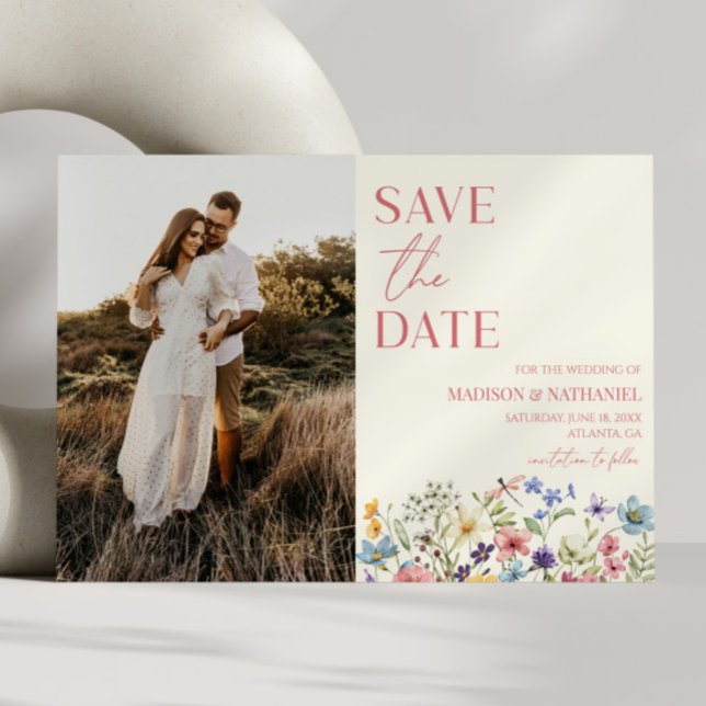 Wildflower Wild Flower Floral Garden Photo Wedding Save The Date (Creator Uploaded)