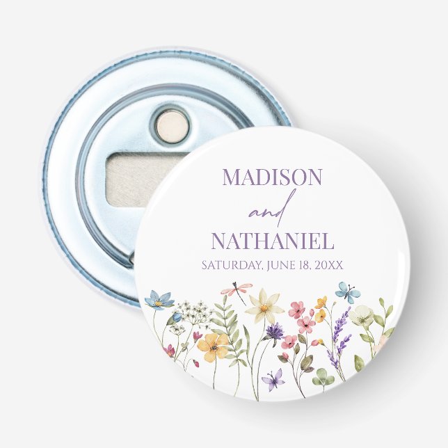 Wildflower Wild Flower Floral Garden Wedding Bottle Opener (Front)