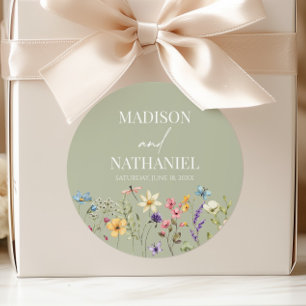 Wildflower Wild Flower Floral Garden Wedding Classic Round Sticker
