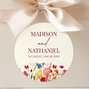 Wildflower Wild Flower Floral Garden Wedding Classic Round Sticker