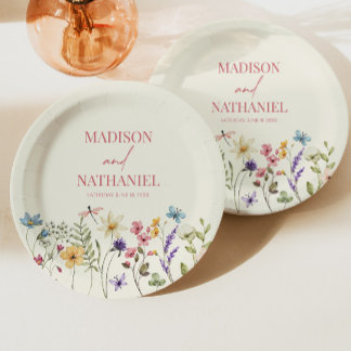 Wildflower Wild Flower Floral Garden Wedding Paper Plate