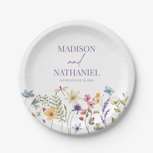 Wildflower Wild Flower Floral Garden Wedding Paper Plate (Front)