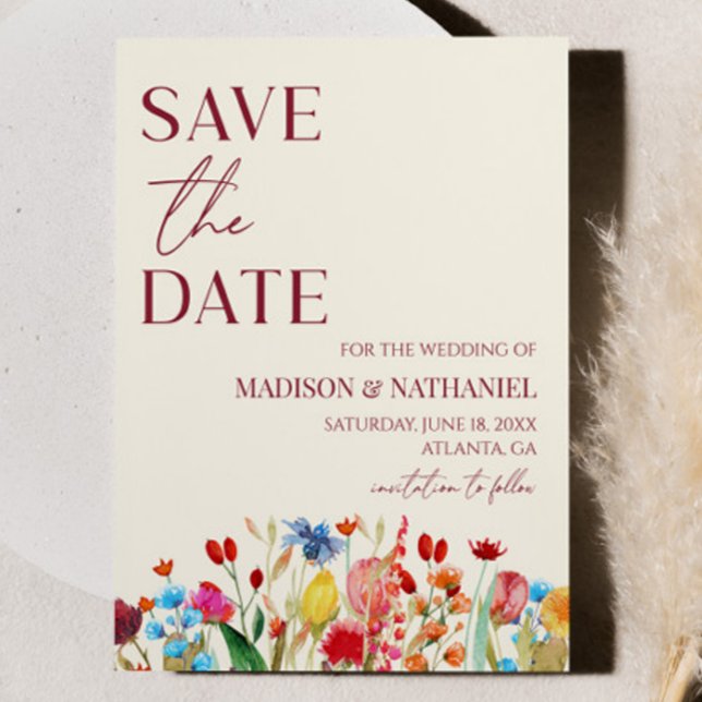 Wildflower Wild Flower Floral Garden Wedding Save The Date (Creator Uploaded)