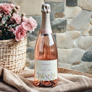 Wildflower Wild Flower Floral Garden Wedding Sparkling Wine Label