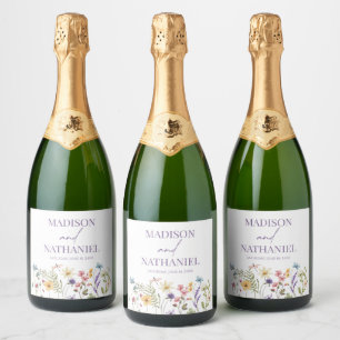 Wildflower Wild Flower Floral Garden Wedding Sparkling Wine Label