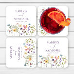 Wildflower Wild Flower Floral Garden Wedding Square Paper Coaster<br><div class="desc">These are Wildflower Wild Flower Floral Garden Wedding Paper Coasters!</div>
