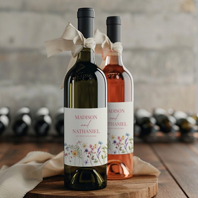 Wildflower Wild Flower Floral Garden Wedding Wine Label (Creator Uploaded)