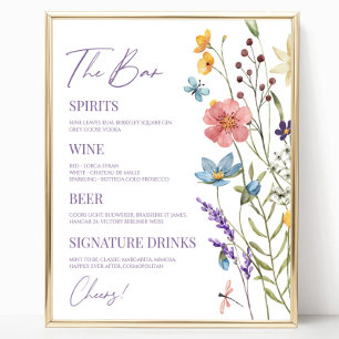 Wildflower Wild Flower Floral Wedding Bar Sign