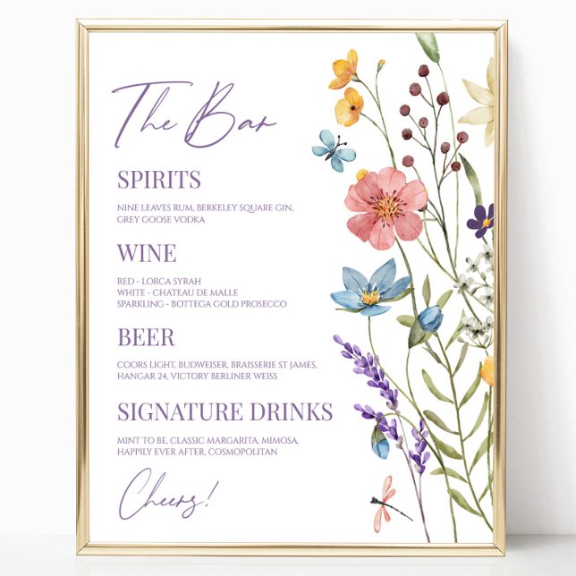 Wildflower Wild Flower Floral Wedding Bar Sign (Creator Uploaded)