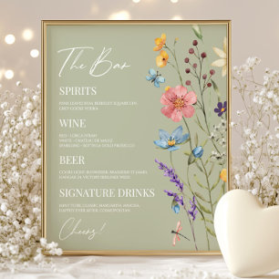 Wildflower Wild Flower Floral Wedding Bar Sign