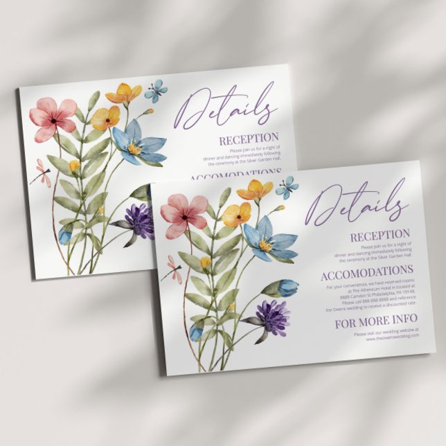 Wildflower Wild Flower Floral Wedding Details Enclosure Card (Creator Uploaded)