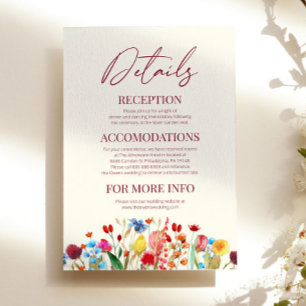 Wildflower Wild Flower Floral Wedding Details Enclosure Card