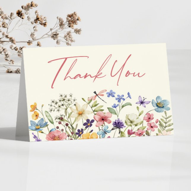 Wildflower Wild Flowers Floral Bridal Shower Thank You Card (Creator Uploaded)