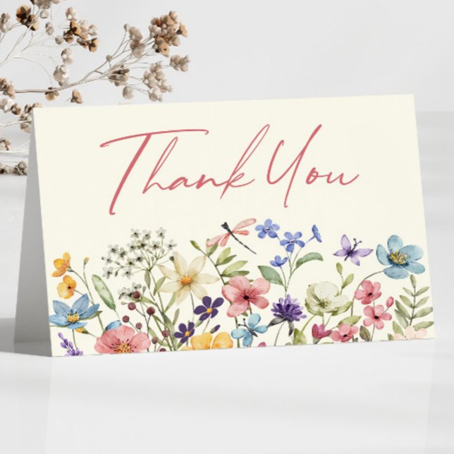 Wildflower Wild Flowers Floral Garden Baby Shower Thank You Card (Creator Uploaded)