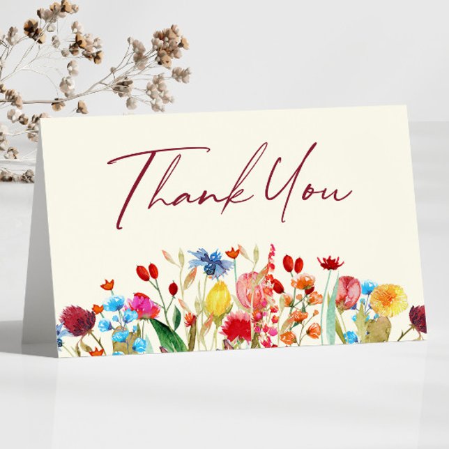 Wildflower Wild Flowers Floral Garden Baby Shower Thank You Card (Creator Uploaded)