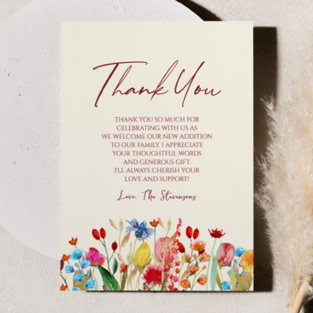 Wildflower Wild Flowers Floral Garden Baby Shower Thank You Card (Creator Uploaded)