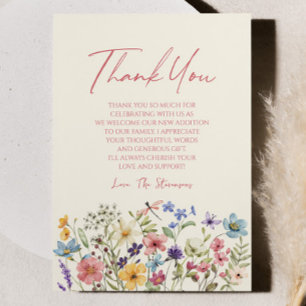 Wildflower Wild Flowers Floral Garden Baby Shower Thank You Card