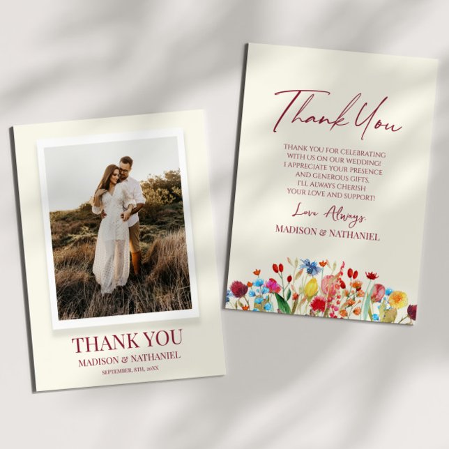 Wildflower Wild Flowers Floral Garden Custom Photo Thank You Card (Creator Uploaded)