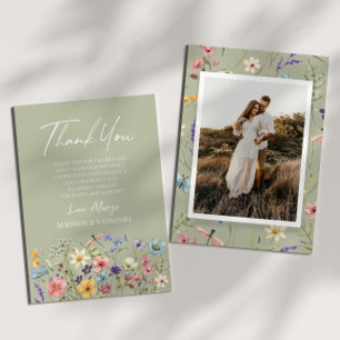 Wildflower Wild Flowers Floral Garden Custom Photo Thank You Card