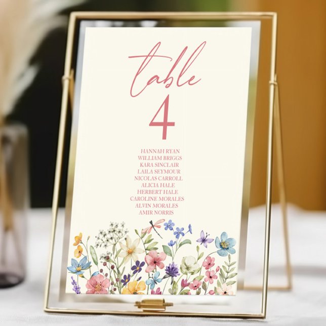 Wildflower Wild Flowers Floral Garden Wedding Table Number (Creator Uploaded)