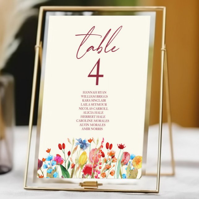 Wildflower Wild Flowers Floral Garden Wedding Table Number (Creator Uploaded)
