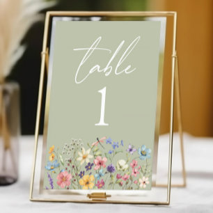 Wildflower Wild Flowers Floral Garden Wedding Table Number