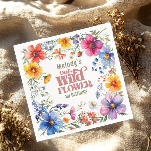 Wildflower Wild One 1st birthday Napkin