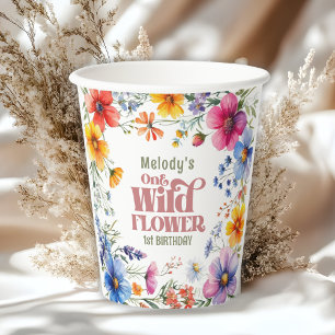 Wildflower Wild One 1st birthday Paper Cups