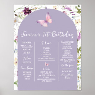 Wildflower Wild ONE Butterfly Garden Milestone Poster