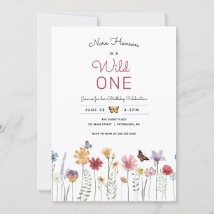 Wildflower Wild One First Birthday Invitation
