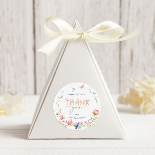 Wildflower Wild & Onederful 1st Birthday Thank You Classic Round Sticker