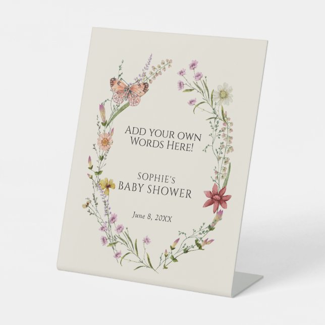 Wildflower Wishes Baby In Bloom Add Your Own Words Pedestal Sign (Front)