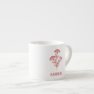 Wildflower with Name in Red Espresso Cup