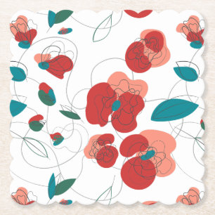 Wildflower Wonderland Stylised Flowers pattern Paper Coaster