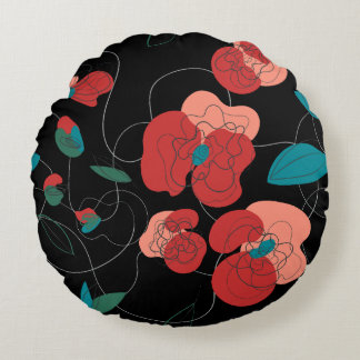 Wildflower Wonderland | Stylised Flowers pattern Round Cushion