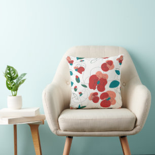 Wildflower Wonderland Stylized Flowers pattern Cushion