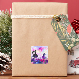 Wildflower Wonderland Watercolor Square Sticker