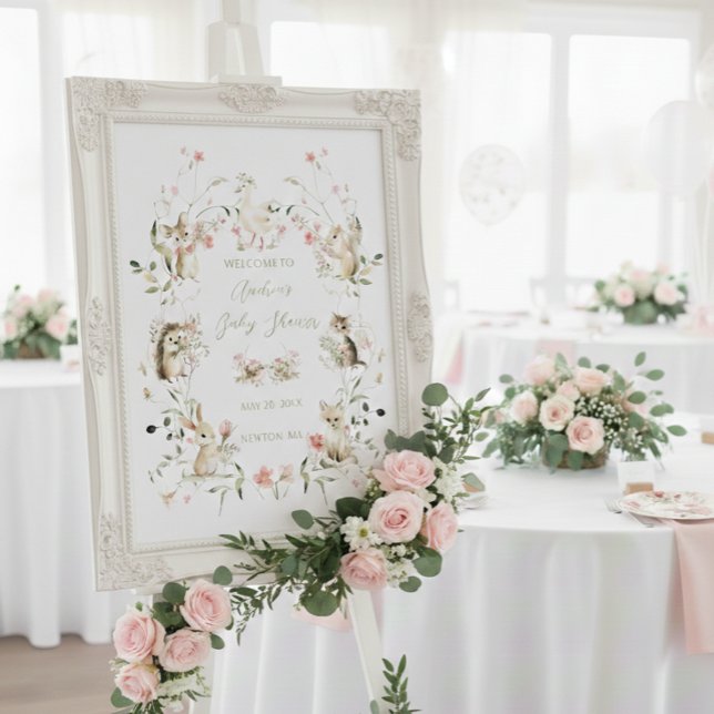 Wildflower Woodland Animals Baby Shower Welcome  Poster (Creator Uploaded)