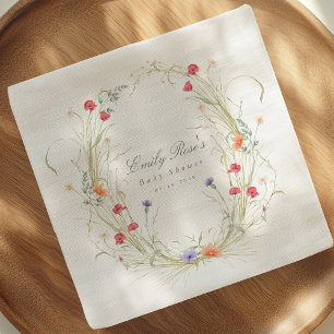 Wildflower Wreath-Baby in Bloom Baby Shower Party Napkin